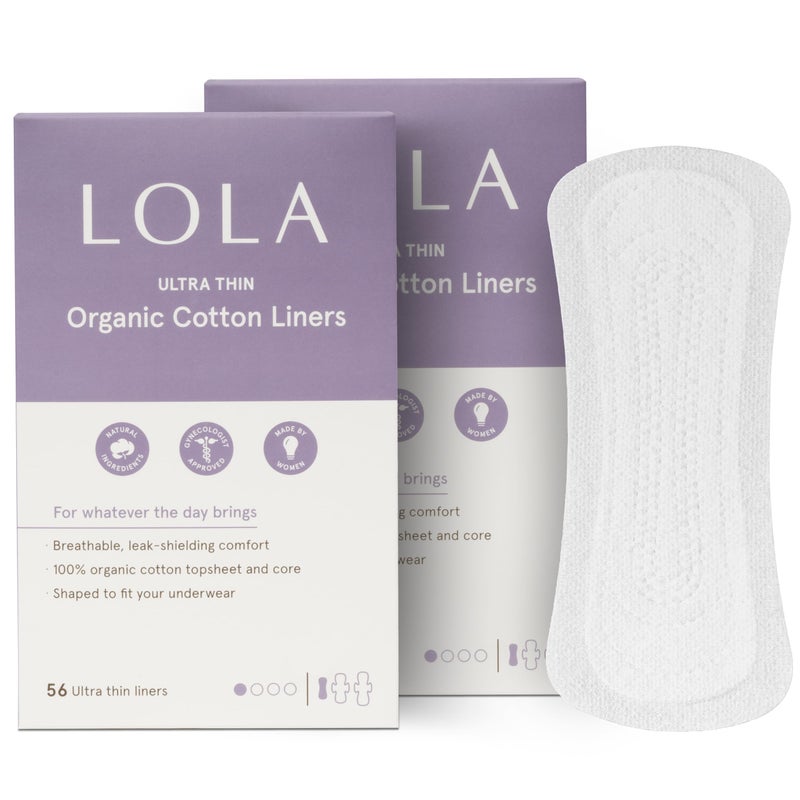 LOLA Ultra Thin Liners 112 Count Organic Cotton Panty Liners for Women Hypoallergenic Pads for Women HSA FSA Approved Products Feminine Care - Image 1